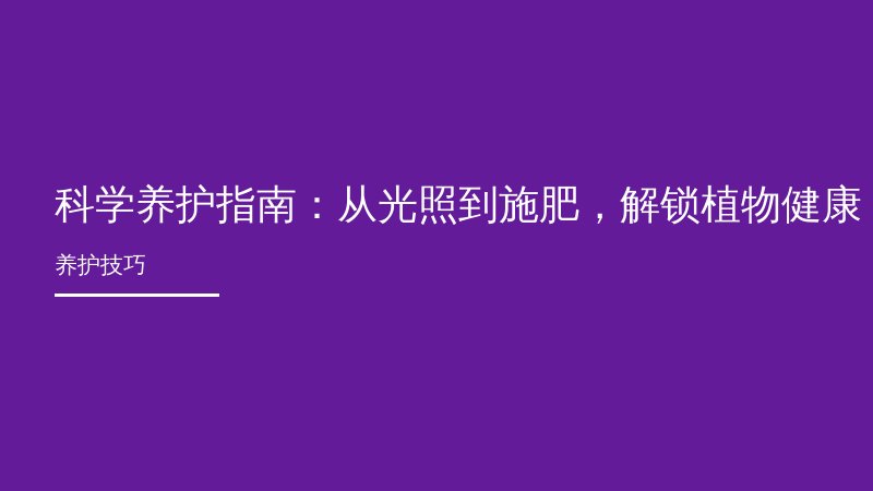 科学养护指南：从光照到施肥，解锁植物健康生长密码